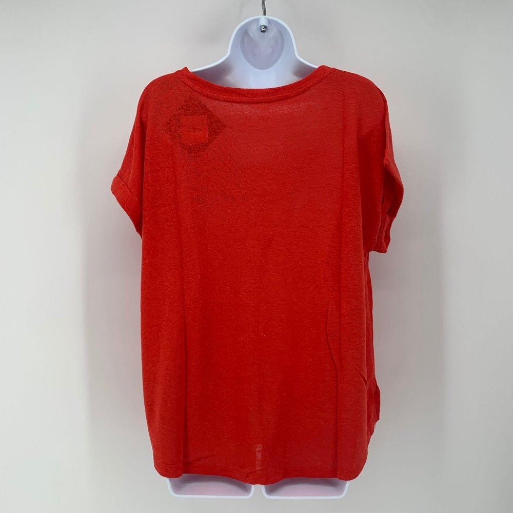 NWT Ava & Viv Red Short Sleeve Round Neck Linen T-Shirt Plus Size X - Picture 3 of 5
